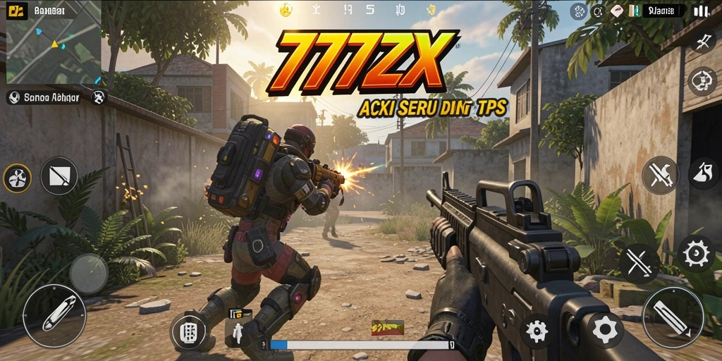Screenshot gameplay TPS 777ZX yang mendebarkan.