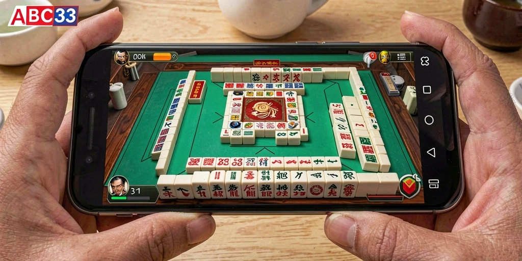 Screenshot utama ABC33 menampilkan gameplay Mahjong yang menarik.