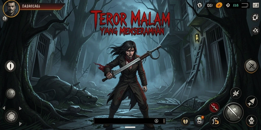 Tampilan gameplay menyeramkan di D06 dengan latar gelap dan suara misterius.