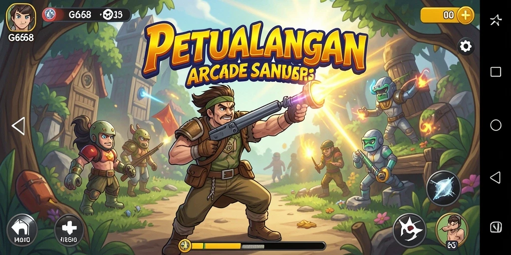Tampilan gameplay G668 yang penuh aksi dalam genre Arcade.