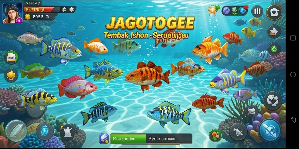 Tampilan menarik gameplay JAGOTOGEL saat menembak ikan.