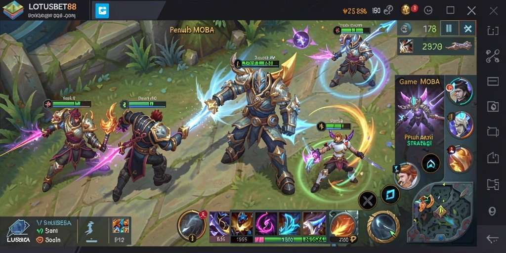 Tangkapan layar utama LOTUSBET88 menampilkan aksi gameplay MOBA yang mendebarkan.