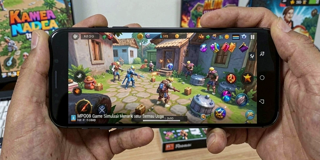 Tampilan gameplay MPO08 yang memukau dan penuh warna.