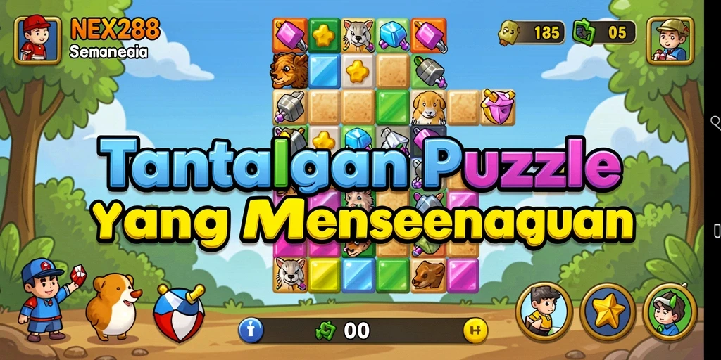 Tampilan gameplay NEX288 dengan puzzle yang beragam dan menantang.