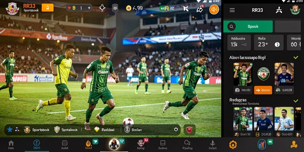 Tangkapan layar utama aplikasi RR33 yang menampilkan taruhan olahraga.