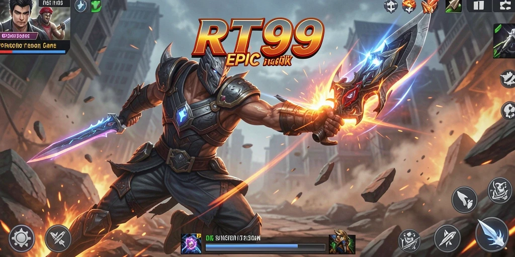 Screenshot gameplay RT99 menampilkan aksi seru pertarungan.