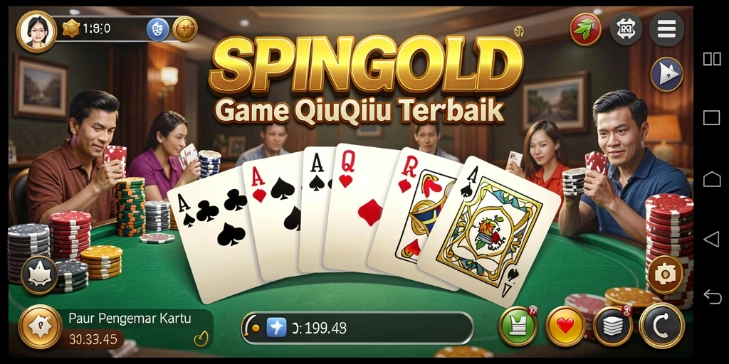 Tampilan gameplay seru SPINGOLD dalam permainan QiuQiu.