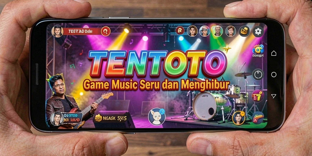 Screenshot gameplay TENTOTO menampilkan aksi permainan musik yang seru.