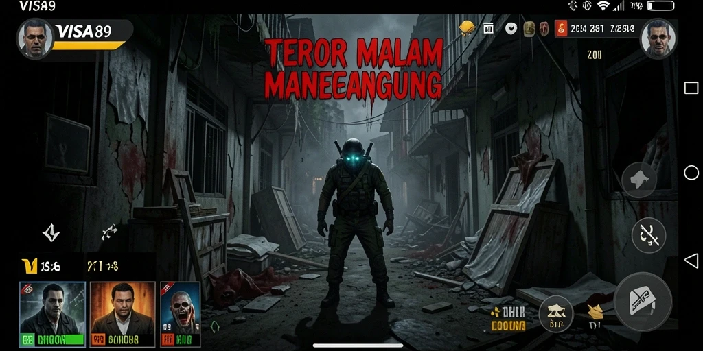 Screenshot gameplay seram dari VISA89, menunjukkan suasana menakutkan dan mencekam.