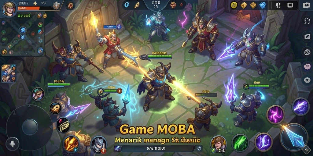 Screenshot WATITOTO menampilkan aksi seru dalam pertarungan MOBA.