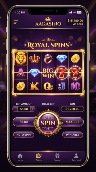 Tampilan aplikasi aakasino yang sederhana dan menarik.